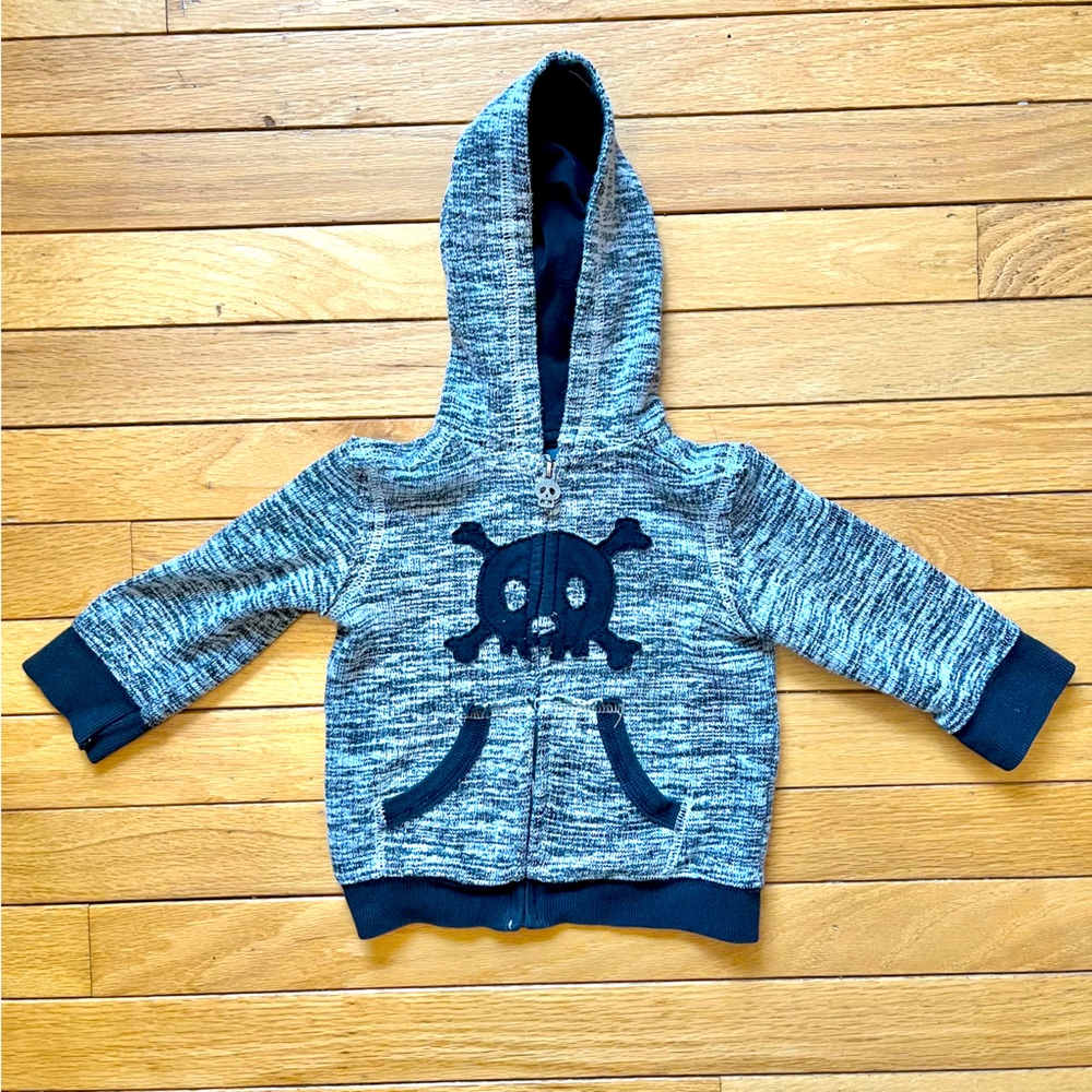 2 for $10 - Grey Skulls Baby Hoodie Size 6 months